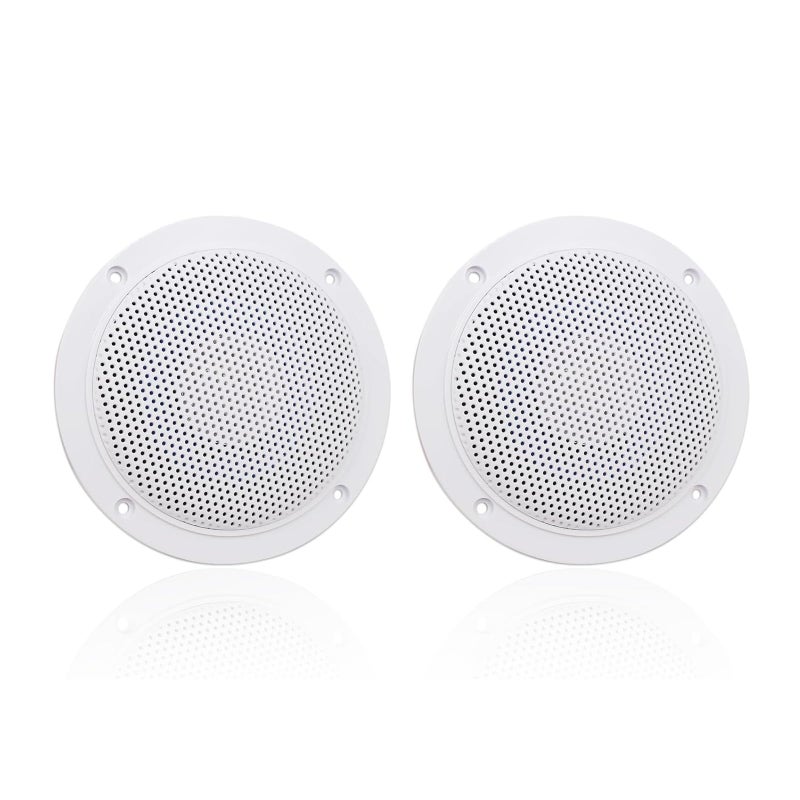 Herdio 4 Inches Waterproof Marine Ceiling Speakers with 160 Watts Power, Handling for Kitchen Bathroom Boat Car RV Camper Motorcycle Cloth Surround and Low Profile Design - 1 Pair (White) - Image 1